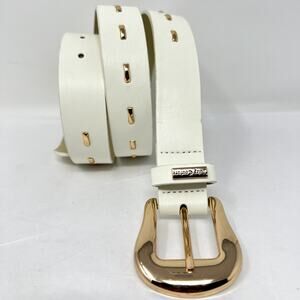 Juicy Couture Buckle Belt Women Size L / XL White 100% Polyurethane Gold Tone